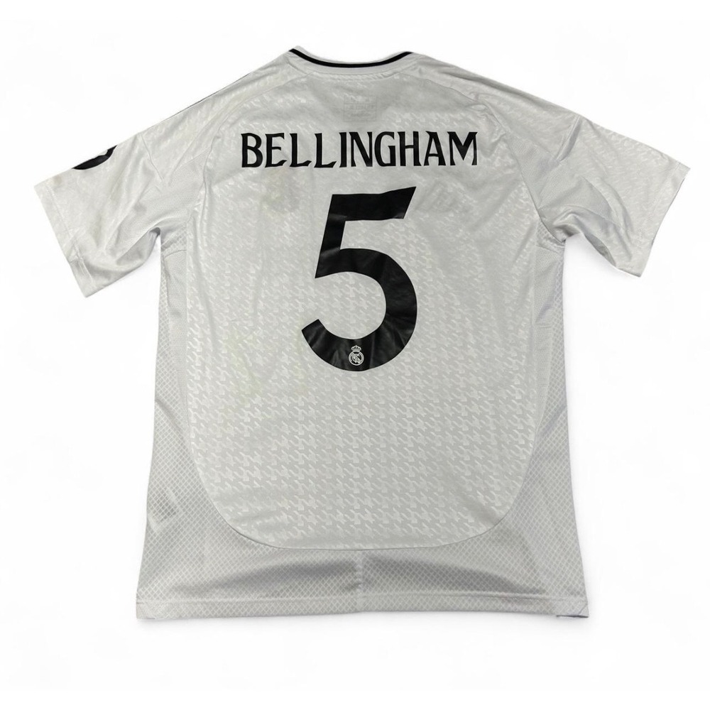 Adidas Real Madrid 24/25 Home Jersey Bellingham 5 White Slim Fit HA8870 Mens M - Picture 2 of 9